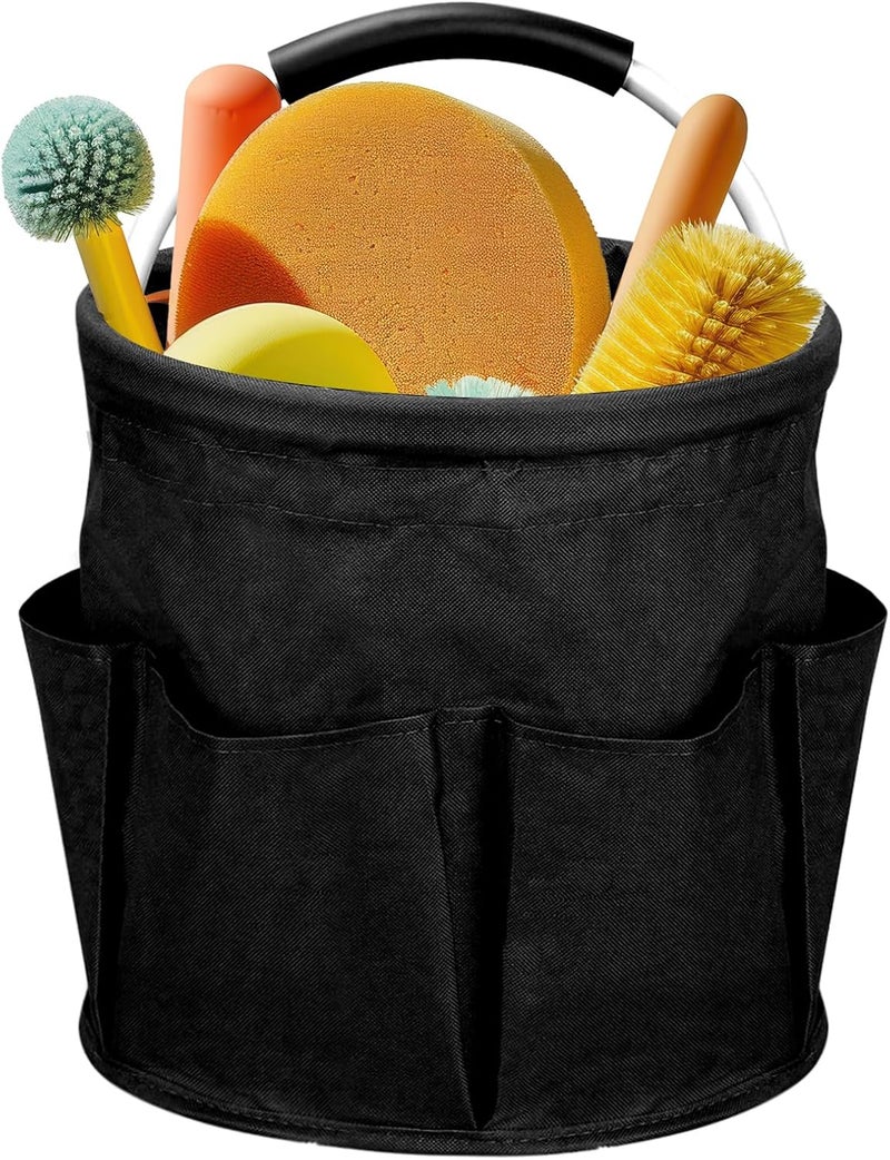 Ashmacdo Cleaning Caddy for Cleaning Supplies,17L Cleaning Supply Caddy with Handle Foldable Cleaning Supplies Organizer Bucket Cleaning Products Organizers for Home, Garden (Black) - Image 1
